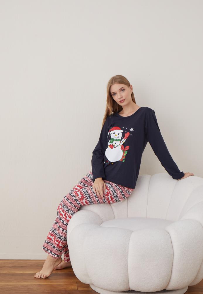 Pijama Dama Craciun ,maneca lunga ,pantaloni lungi,Engros